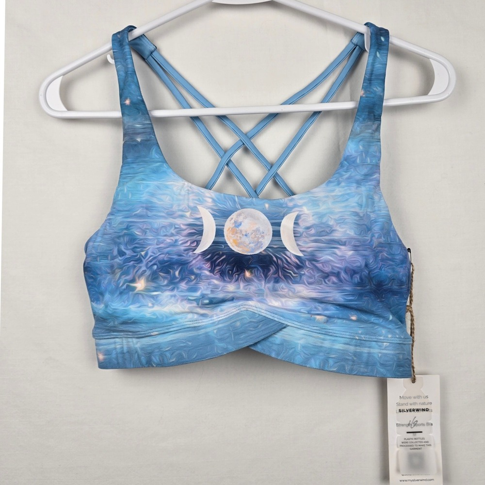 Silverwind Strength Sports Bra Blue Moon Phase Strappy Back Recycled RPET Medium